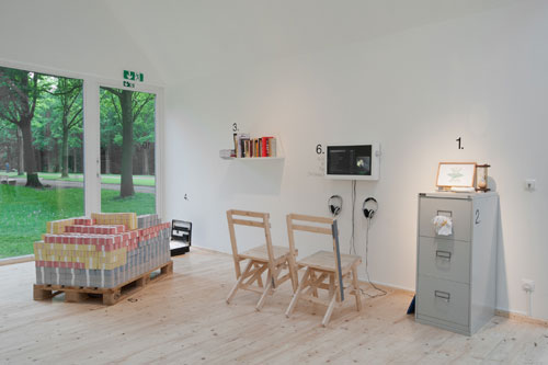 Time/Bank (e-flux: Julieta Aranda and Anton Vidokle). Time/Bank, 2009–ongoing. Alternative economy, mixed materials, variable dimensions and duration. Courtesy Time/Bank, This installation of Time/Bank was produced by dOCUMENTA (13) and co-produced by Stella Art Foundation, Moscow. Photograph: Nils Klinger.