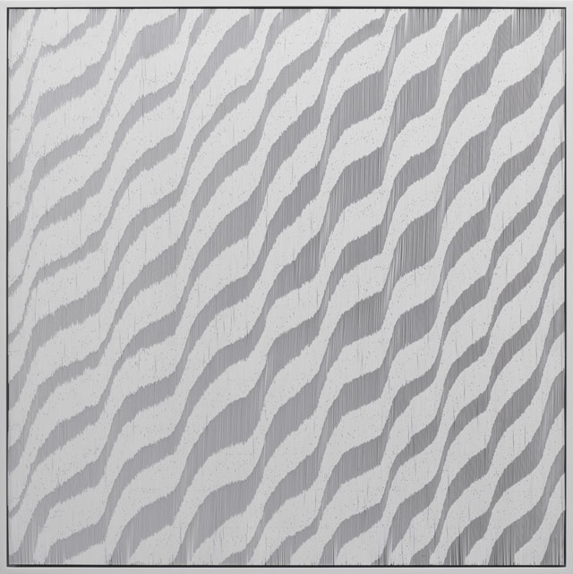 Tara Donovan. Composition (Cards), 2017. Styrene cards and glue, 99.7 x 99.7 x 10.2 cm (39-1/4 x 39-1/4 x 4 in). © Tara Donovan. Photograph: Kerry Ryan McFate, courtesy of Pace Gallery.