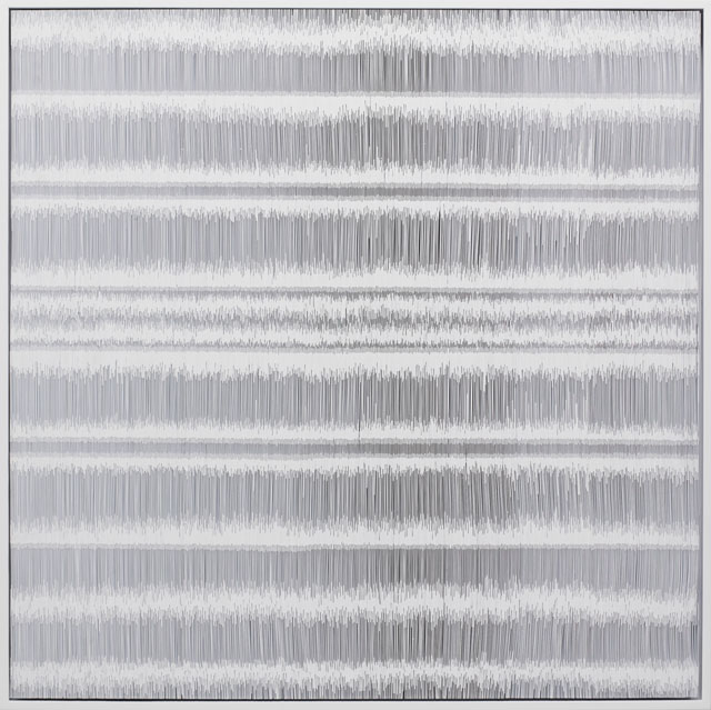 Tara Donovan. Composition (Cards), 2017. Styrene cards and glue, 99.7 x 99.7 x 10.2 cm (39-1/4 x 39-1/4 x 4 in). © Tara Donovan. Photograph: Kerry Ryan McFate, courtesy of Pace Gallery.