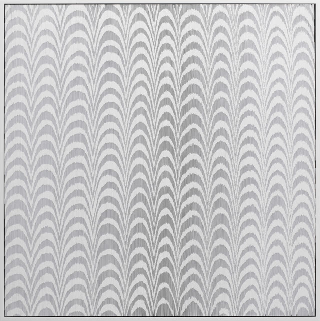 Tara Donovan. Composition (Cards), 2017. Styrene cards and glue, 99.7 x 99.7 x 10.2 cm (39-1/4 x 39-1/4 x 4 in). © Tara Donovan. Photograph: Kerry Ryan McFate, courtesy of Pace Gallery.