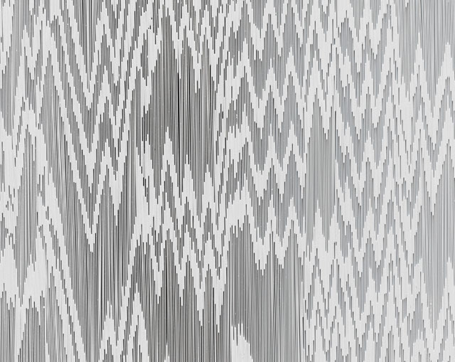 Tara Donovan. Detail of Composition (Cards), 2017. Styrene cards and glue, 99.7 x 99.7 x 10.2 cm (39-1/4 x 39-1/4 x 4 in). © Tara Donovan. Photograph: Kerry Ryan McFate, courtesy of Pace Gallery.