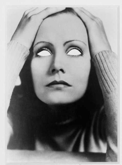 Douglas Gordon. 100 Blind Star Series: Mirror Blind Greta, 2002. Photograph and archival museum board. Framed 26 x 24 (image 9 x 7) inches, (66 x 61 cm) © Douglas Gordon. Photograph by Robert McKeever, courtesy Gagosian Gallery, New York.
