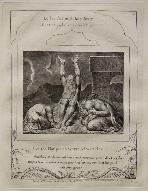 William Blake. Job’s Despair, from Illustrations of the Book of Job, 1825 (published 1826). Engraving on India paper chine collé on wove paper. Jansma Collection, Grand Rapids Art Museum, 2014.1i