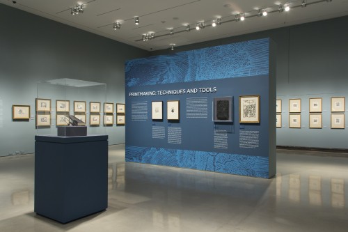 Installation view of Dürer, Rembrandt, Tiepolo: The Jansma Master Prints Collection from the Grand Rapids Art Museum at the Museum of Biblical Art, 2014. Photograph by Gina Fuentes Walker.