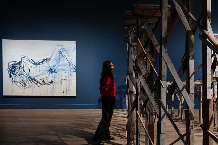 Tracey Emin, It’s Not the Way I Want to Die, 2005 (right) and I needed you to love Me, 2023 (left), installation view, Tracey Emin: A Second Life, Tate Modern. © Tracey Emin with Photo © Tate (Sonal Bakrania).