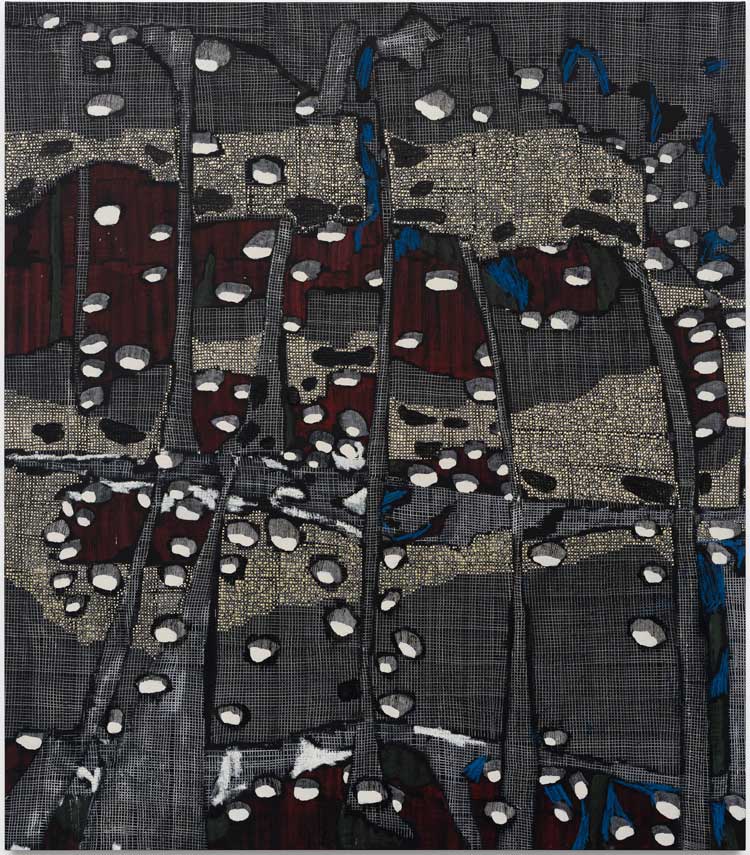 Laís Amaral, Untitled XI, Cimento e água, Gamboa series, 2023. Acrylic and oil pastel on linen, 180 x 160 cm. Courtesy of the artist and Mendes Wood DM, São Paulo, Brussels, Paris, New York. Photo: Hugard & Vanoverschelde.