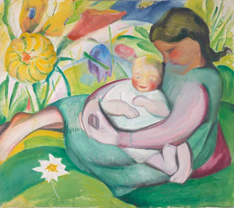 Maria Franck-Marc. Girl with Toddler, c1913. Lenbachhaus Munich. © Legal succession of the artist.