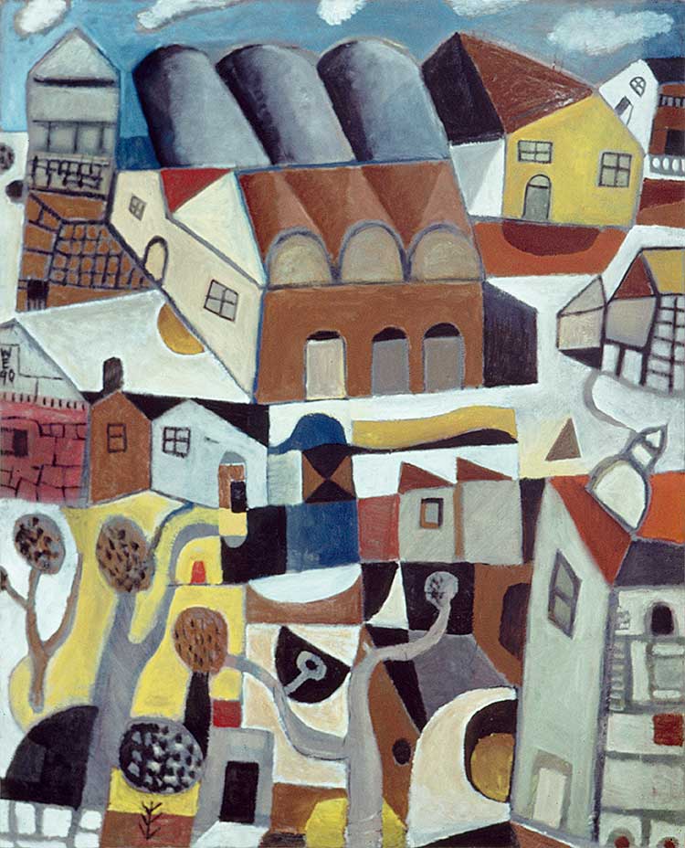 Wayne Eager, Buildings II, 1990. Oil on linen, 122 x 90 cm. Image © the artist.