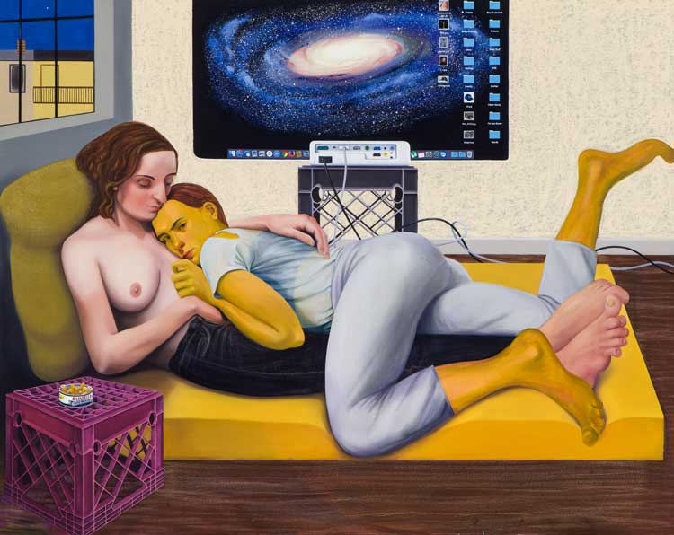 Nicole Eisenmann, Morning Studio, 2016. Oil on canvas, 167.6 x 210.8 cm. The Hort Family Collection. Image courtesy the artist and Anton Kern Gallery, New York.