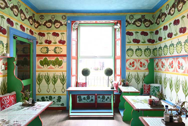 Navine G. Dossos, installation, interior of The Grove vegetarian kitchen, Cecil Street. Image courtesy EVA International.