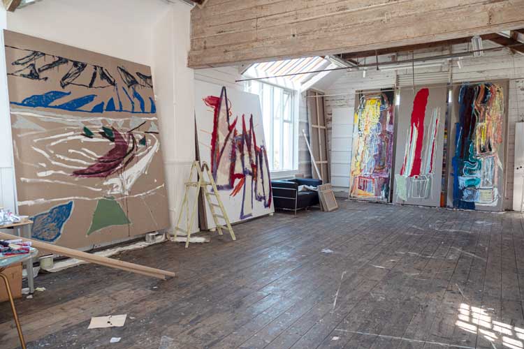 Work in progress, Anchor Studio, Newlyn, Cornwall, 2023. Photo courtesy Pam Evelyn.