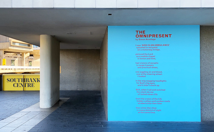 Simon Armitage. Omnipresent. Installation view, Everyday Heroes, Southbank Centre, London, 2020. Photo: Martin Kennedy.