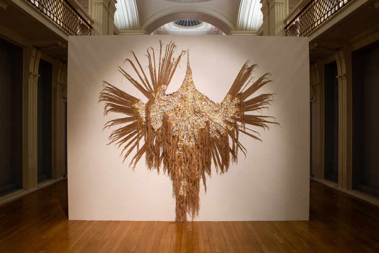 Goro Murayama. Self-organized painting [multiple of tree structure], 2017. Acrylic on woven hemp string. Installation view, The Extended Mind, 2019. Image courtesy Talbot Rice Gallery, The University of Edinburgh.