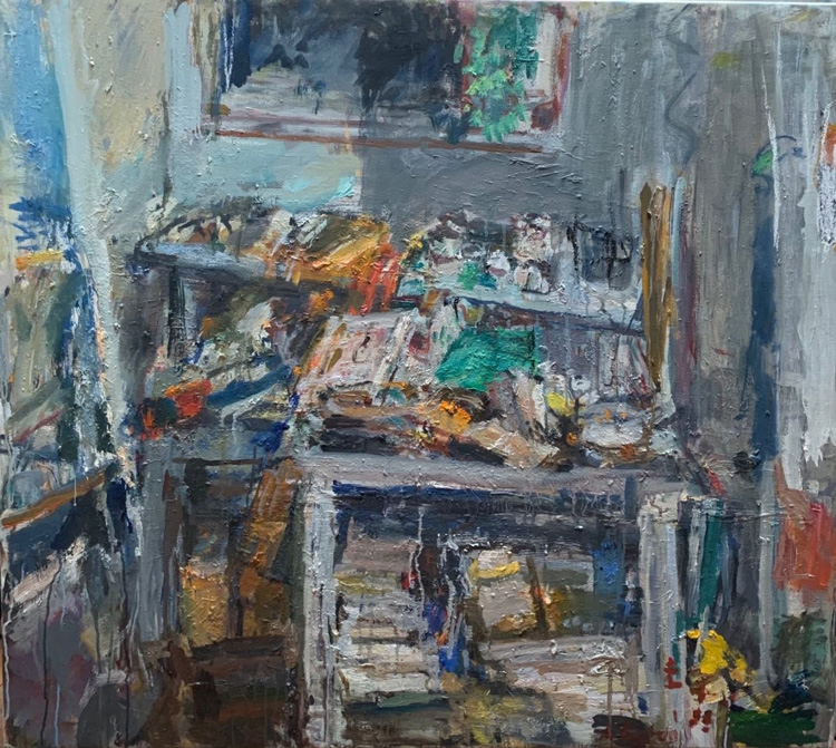 Anthony Eyton. Collapsed Shelf III, 2019. Oil on canvas, 35 x 39 1/2 in. Photo courtesy Browse & Darby.