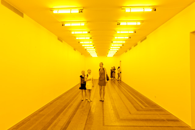Olafur Eliasson. Room for one colour, 1997. Monofrequency lamps, dimensions variable. Installation view at PinchukArtCentre, Kiev, 2011. Photo: Dmitry Baranov. Courtesy of the artist; neugerriemschneider, Berlin; Tanya Bonakdar Gallery, New York / Los Angeles. © 1997 Olafur Eliasson.