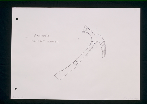 Tracey Emin. Another Hammer 1999.
Monoprint,
32 x 23 inches (81.3 x 58.4 cm). Copyright © the artist.
Photo: Stephen White.
Courtesy White Cube.