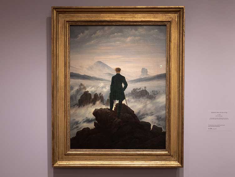 Caspar David Friedrich. Wanderer above the Sea of Fog, ca. 1817. Installation view, Caspar David Friedrich: The Soul of Nature, The Metropolitan Museum of Art, 8 February – 11 May 2025. Photo: Richard Lee, Courtesy of The Met.