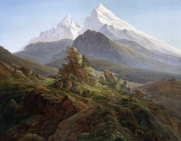 Caspar David Friedrich. The Watzmann, 1824–25. Oil on canvas, 53 1/8 x 66 7/8 in (135 x 170 cm). Nationalgalerie, Staatliche Museen zu Berlin; loaned by Deka, Frankfurt am Main (F.V. 317). Photo: © DeA Picture Library / Art Resource, NY.