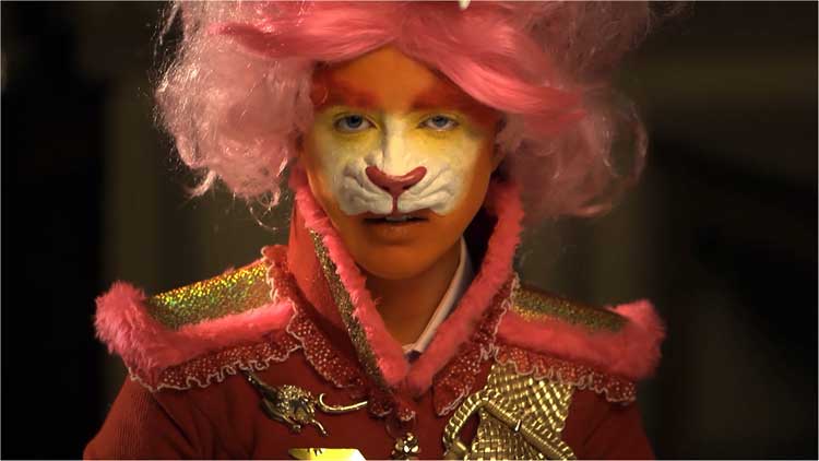 Rachel Maclean, The Lion and The Unicorn, 2012. Single channel HD video, colour and sound, 11 minutes 30 seconds. © Rachel Maclean, 2012, commissioned by The Edinburgh Printmakers. Courtesy of British Council Collection.