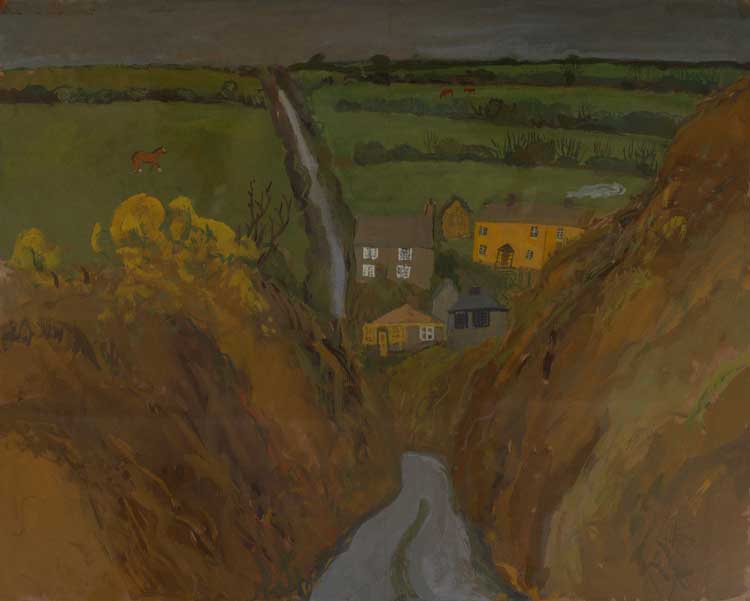Ben Hartley, Devon Lane, Westlake, 1968. Gouache on paper, 71 cm x 57 cm. Plymouth, The Box. Gift of Bernard Samuels.