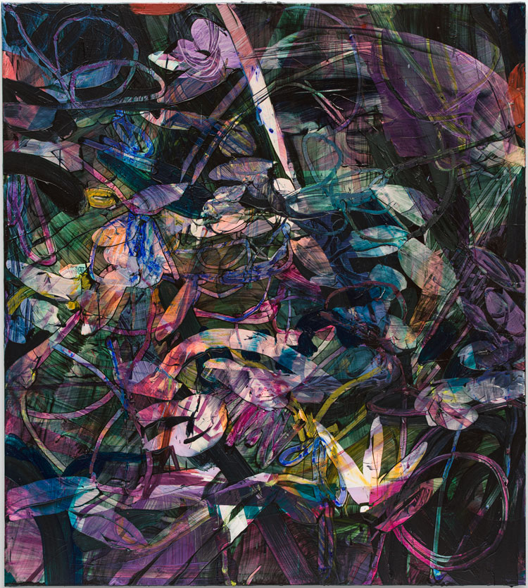 Jadé Fadojutimi. A Permeable Existence, 2022. Acrylic, oil and oil pastels on canvas, 190 x 170 cm. Photo: Michael Brzezinski. Courtesy: Jadé Fadojutimi.