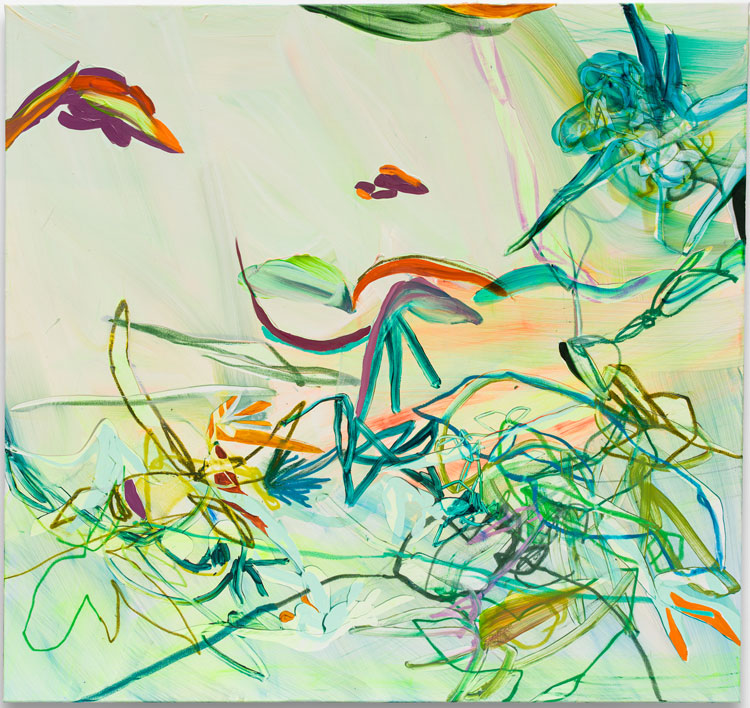 Jadé Fadojutimi. Once Upon a Hill, 2022. Acrylic, oil and oil pastels on canvas, 170 x 180 cm. Photo: Michael Brzezinski. Courtesy: Jadé Fadojutimi.