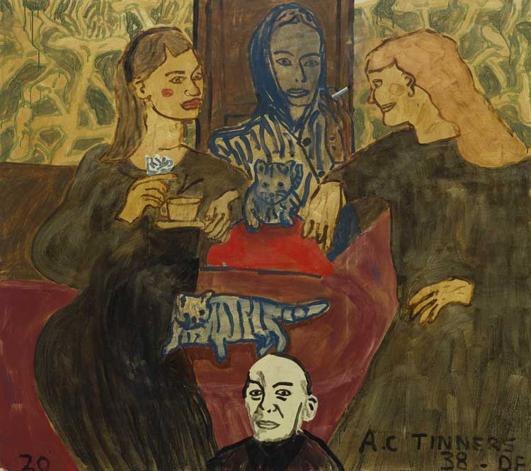 Danny Fox. The Tinners, 2020. Oil on canvas, 63 x 70 7/8 in (160 x 180 cm). © Danny Fox, 2020. Image courtesy of Saatchi Yates.