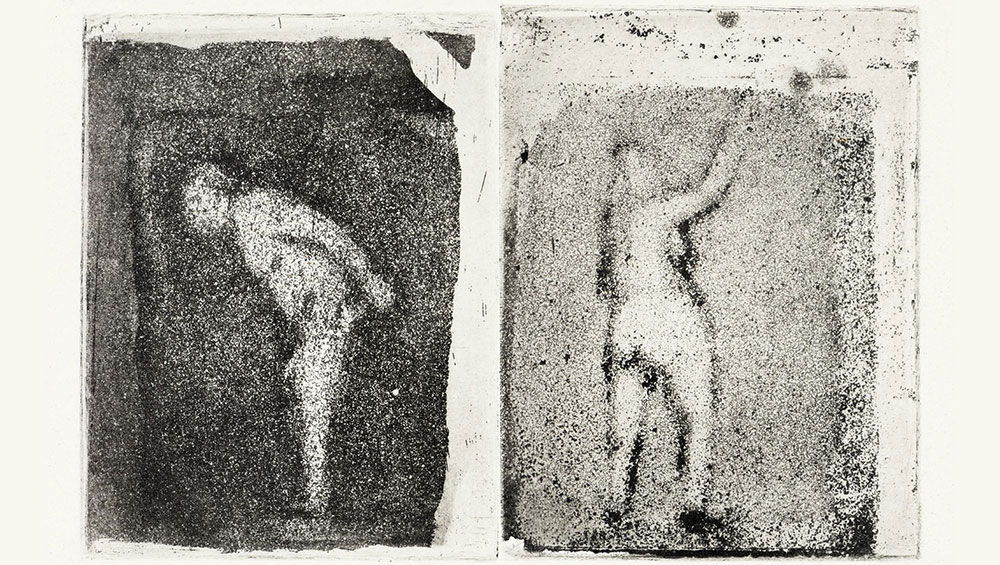 Peter Freeth. Would You Adam'n Eve it? Aquatint, 11 × 17 cm. Image courtesy Art Space Gallery.