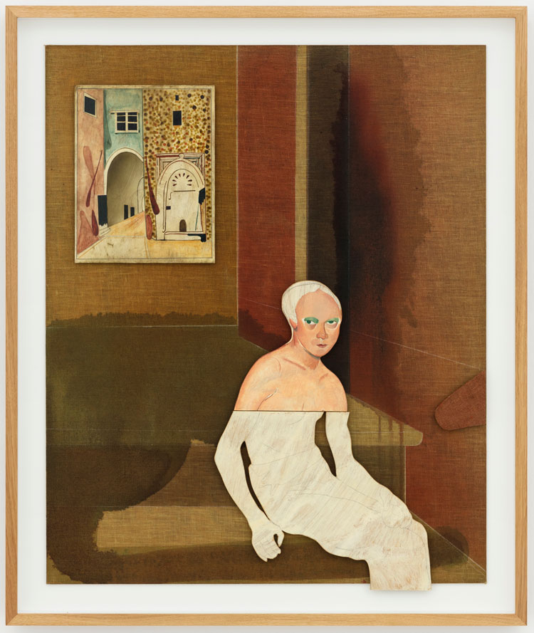 Jens Fänge, Arches Arches, 2020. Oil, inks, linen, wood on panel, 83.5 × 70.5 cm / unframed 73 × 60 cm. © Nora Bencivenni & Felix Berg. Courtesy the artist and Perrotin.