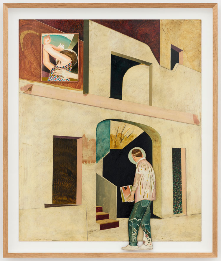 Jens Fänge, The Inn, 2020. Oil and inks on copper plate and wooden panel, 83 × 70 cm / unframed 73 × 60 cm. © Nora Bencivenni & Felix Berg. Courtesy the artist and Perrotin.