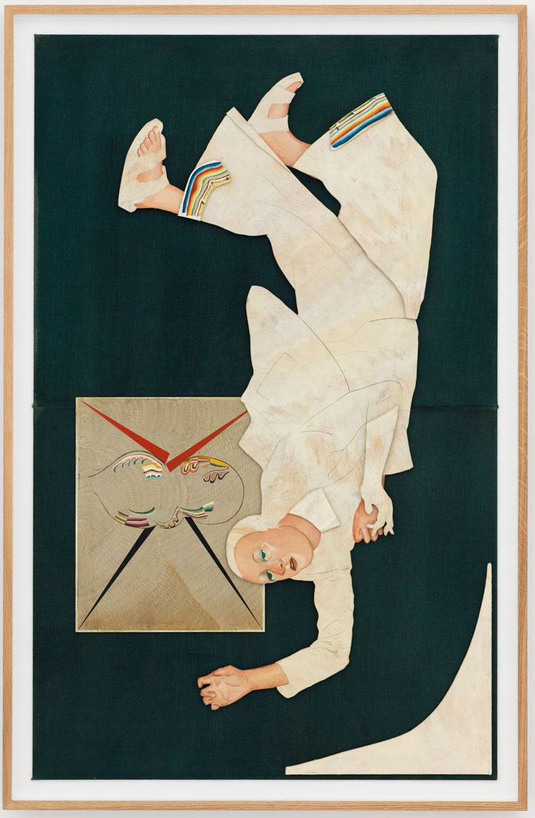 Jens Fänge, Voyage, 2020. Oil, inks, linen on wooden panel, 140 × 91 cm / unframed 130 × 81 cm. © Nora Bencivenni & Felix Berg. Courtesy the artist and Perrotin.