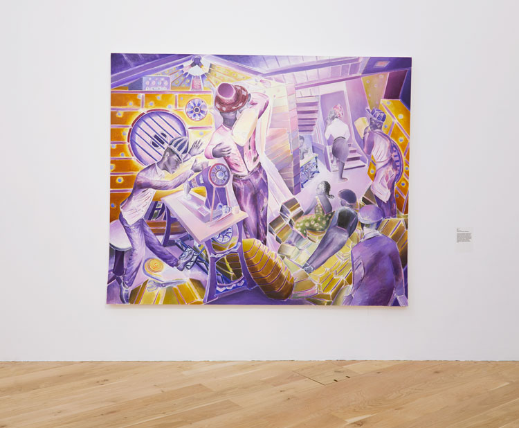 Denzil Forrester. Stitch Up, 2017. Installation view, Nottingham Contemporary, 2020. Photo: Stuart Whipps.