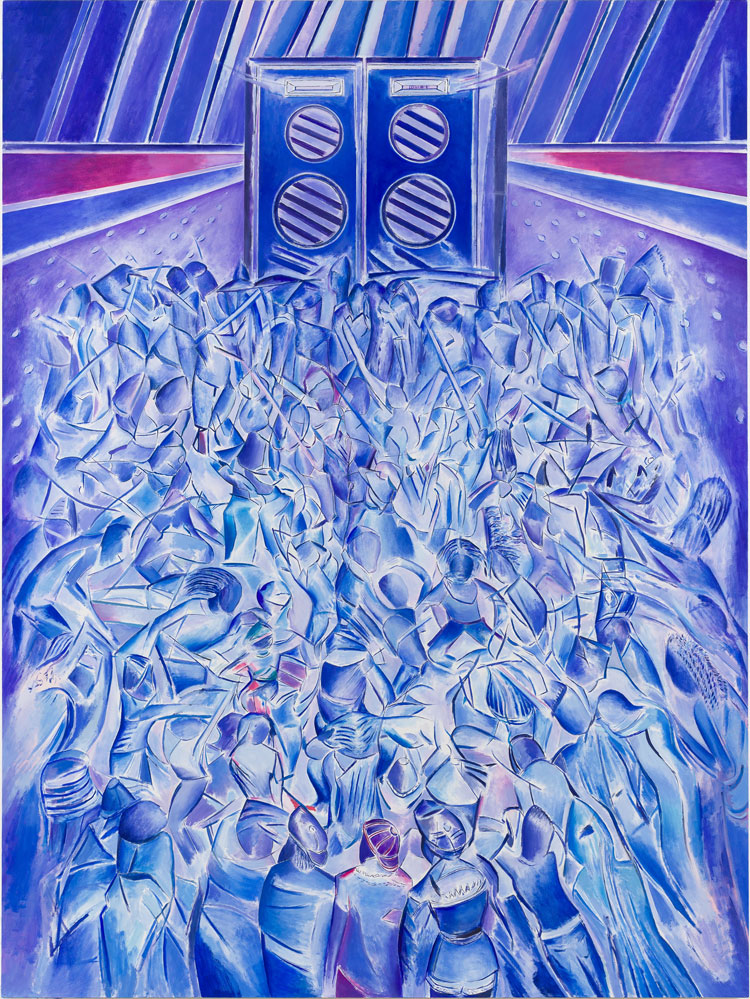 Denzil Forrester, Itchin & Scratchin, 2019. Oil on canvas, 206 x 274 cm. Copyright Denzil Forrester. Courtesy the artist and Stephen Friedman Gallery, London.