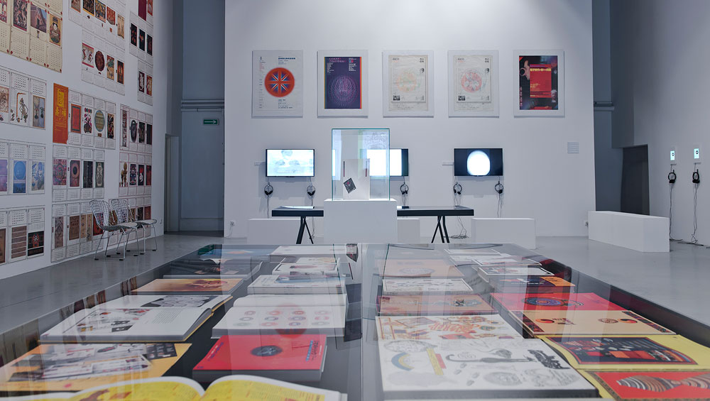 Installation view, showing Kohei Suiguira’s book designs, from Fluorescent Chrysanthemum Remembered, CCA Laznia, Gdansk, Poland. Photo: Paweł Jozwiak.