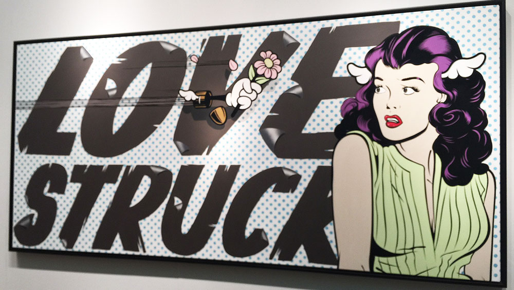 D*Face. Love Struck. Enamel and pigment-based paint on canvas. Photograph: Jill Spalding.