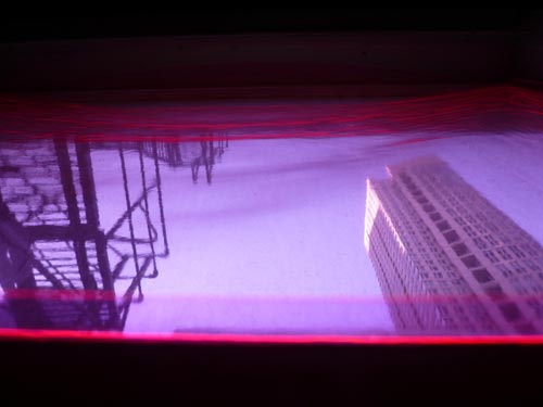 Irene Barberis and Karen Forbes. Rose Window. Pink polyvinyl chloride/window