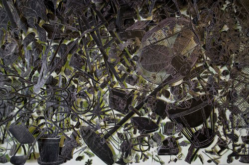 Mark Fox. Dust (detail), 2003-11. Ink and acrylic on paper with wire, dimensions variable. Courtesy of the artist.