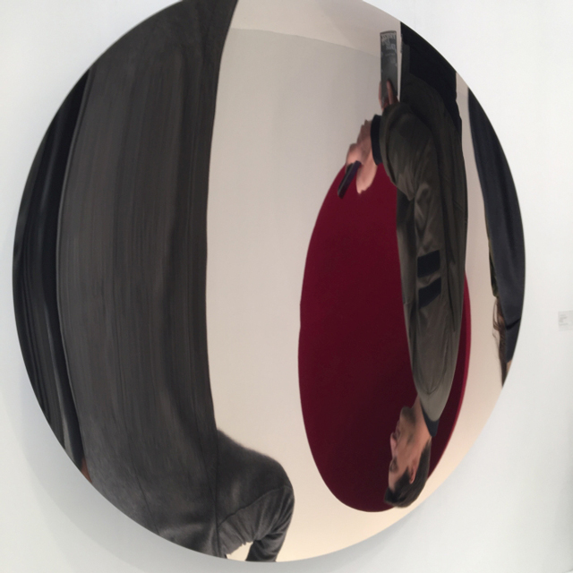 Anish Kapoor, Mirror Glow (Oriental Blue), 2015. Stainless steel and lacquer, 71 x 71 in. (180 x 180 cm.) Courtesy Lisson Gallery.