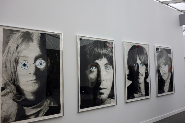 Dave Muller. Starry Eyes (J, P, G, R), 2012. Acrylic on paper. Four Parts; 58 x 38 in. each.
59 7/8 x 39 7/8 in. framed each. BLUM & POE Gallery. Photograph: DJS.