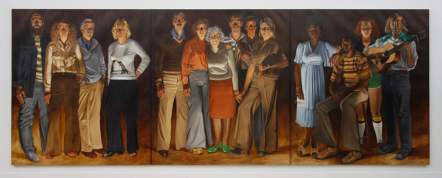 Alfred Leslie, Americans, Youngstown, Ohio, 1977-1978. Oil on canvas on three panels, 108 x 288 in. / 9 x 24 ft./2.7 x 7.3 m. Bruce Silverstein Gallery. Photograph: Miguel Benavides.