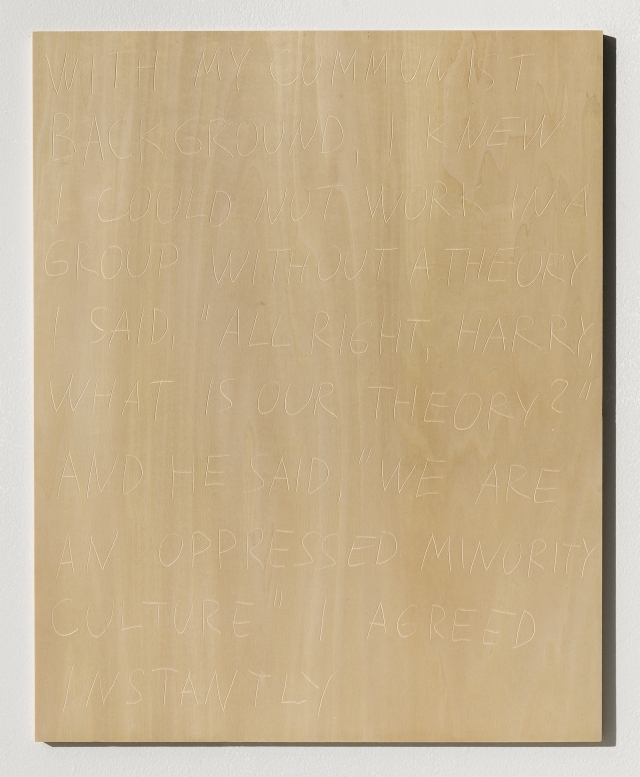 Yevgeniy Fiks. Toward a Portfolio of Woodcuts (Harry Hay), #5, 2013. Wood, 40.64 x 50.8 cm (16 x 20 in).