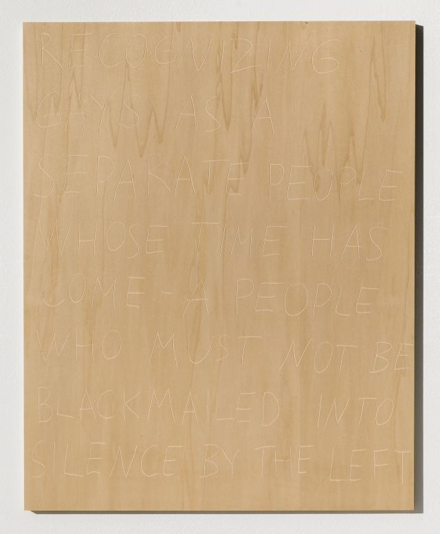 Yevgeniy Fiks. Toward a Portfolio of Woodcuts (Harry Hay), #8, 2013. Wood, 40.64 x 50.8 cm (16 x 20 in).