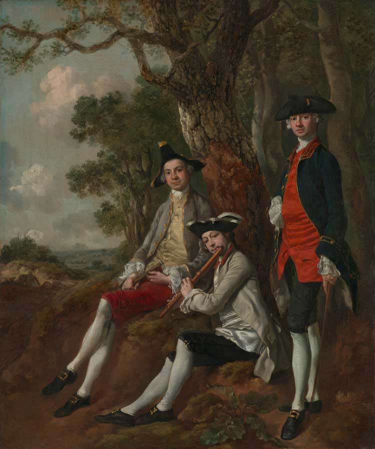 Thomas Gainsborough. Peter Darnell Muilman, Charles Crokatt,
and William Keable, c1750. Oil on canvas, 30 1/8 × 25 1/4 in (76.5 × 64.2 cm). Gainsborough’s House, Sudbury, Suffolk, and Tate, London.