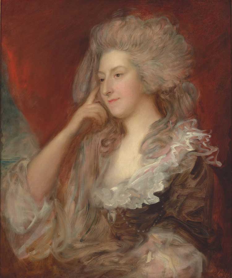 Thomas Gainsborough. Mrs. Fitzherbert, c1784. Oil on canvas, 29 7/8 × 25 in (75.9 × 63.5 cm). Fine Arts Museums of San Francisco. Photo courtesy the Legion of Honor.
