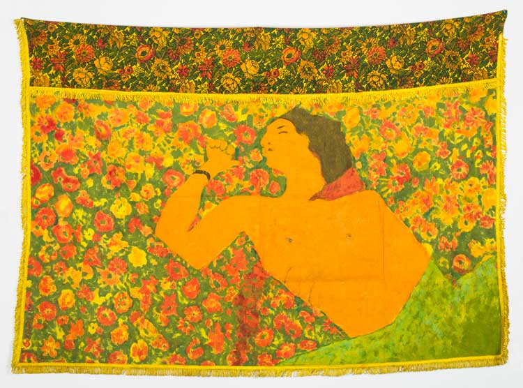Beatriz González, Asesinada mujer en hospedaje positivo (Murdered Woman at Lodging), 1985. Private collection. © Beatriz González. Courtesy the artist. Photo: Juan Rodríguez Varón.