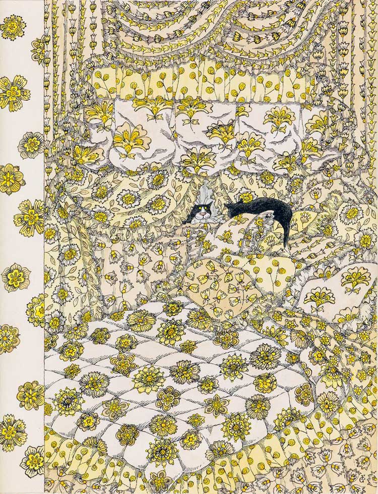 Cover art for the December 10, 2018 issue of The New Yorker, 1992. Watercolour and pen and ink on paper. Originally submitted in 1992. From the collection of Russell Lehrer and David Rosen. Courtesy of The Edward Gorey Charitable Trust.