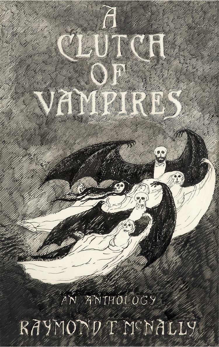 Cover art intended for A Clutch of Vampires, by Raymond T. McNally, 1974. Pen and ink on paper. From the collection of Russell Lehrer and David Rosen. Courtesy of The Edward Gorey Charitable Trust.