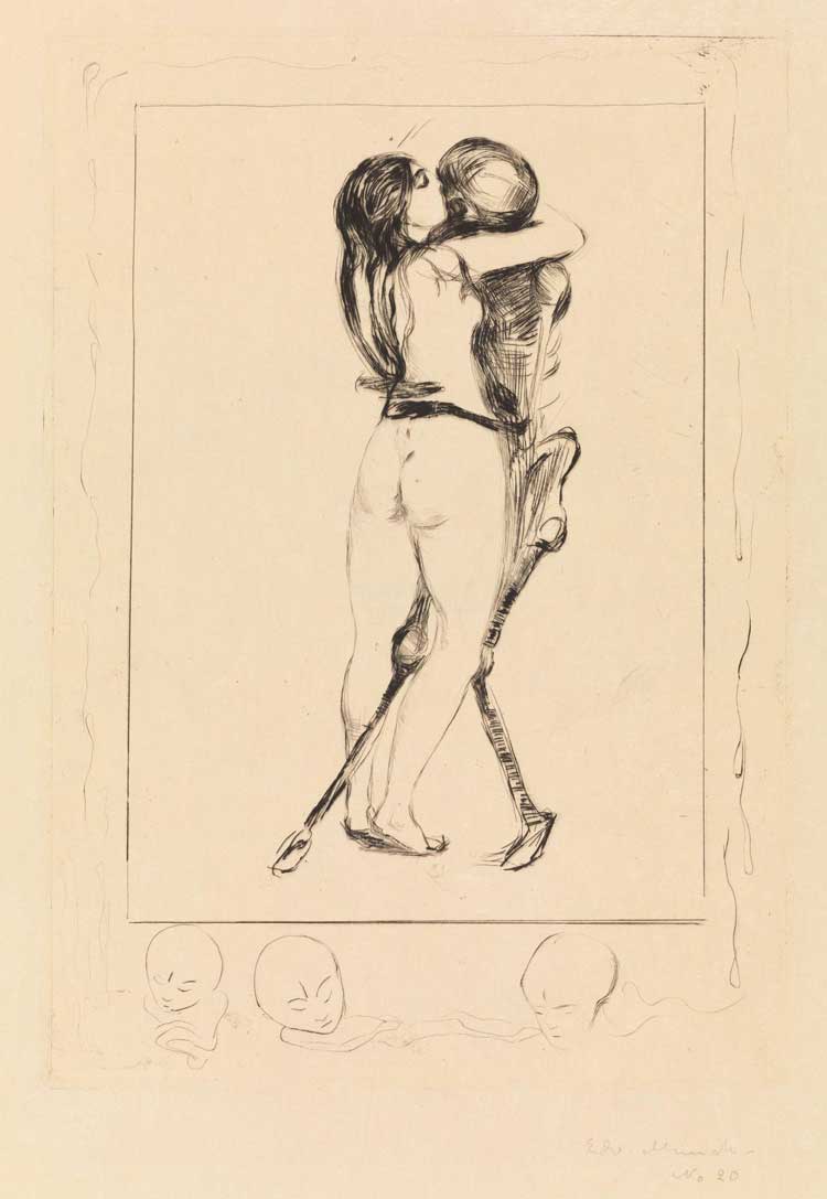 Edvard Munch, Death and Woman, 1894/1895. Photo: The National Museum/Andreas Harvik.