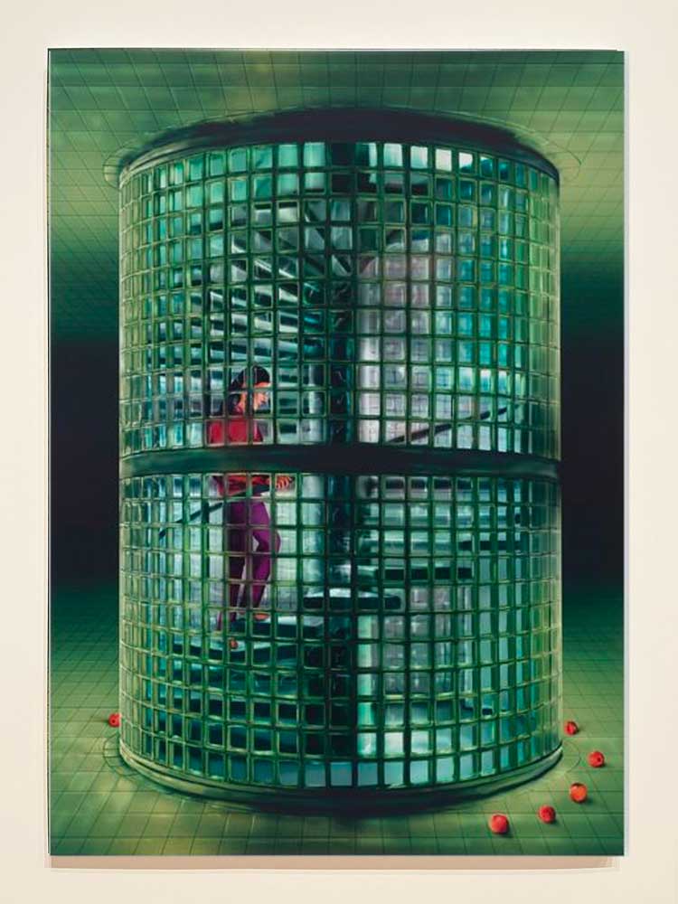 Louisa Gagliardi. Climbing, 2024. Gel medium, ink on PVC, 210 x 150 cm. Ringier Collection, Switzerland. Photo: Veronica Simpson.
