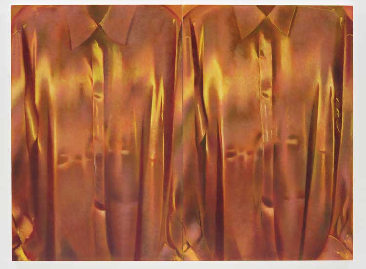 Louise Giovanelli, Wager, 2021. Oil on canvas, diptych, 120 x 160 cm (47 1/4 x 62 in) each. © DACS, 2024 Courtesy of the artist and GRIMM, Amsterdam | New York | London.